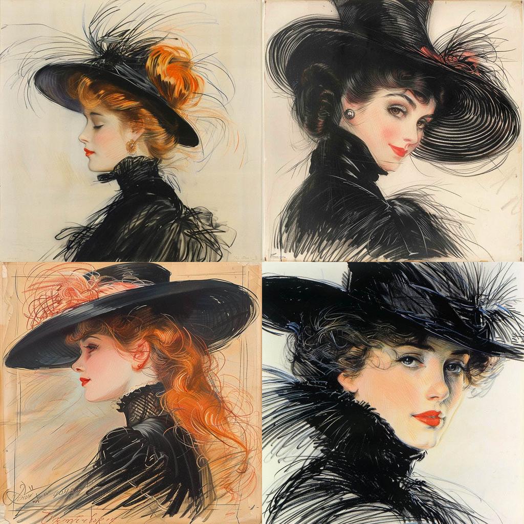 Paul-Cesar Helleu style, Midjourney V6, render 1 of 4