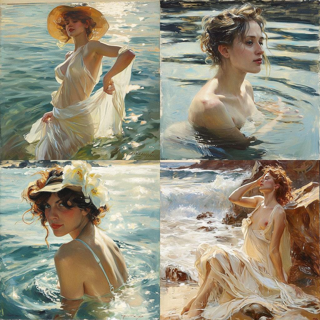 Paul Chabas style, Midjourney V6, render 1 of 4