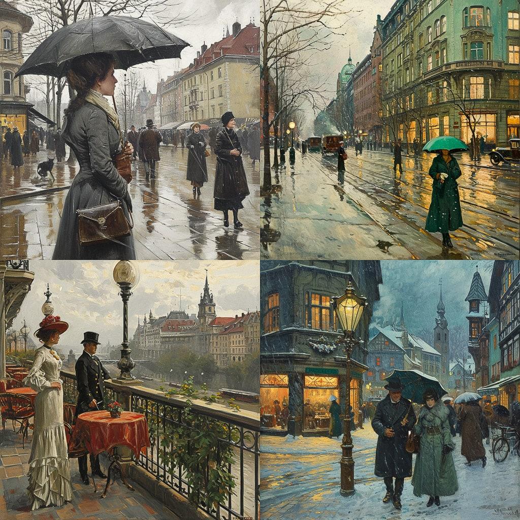 Paul Gustav Fischer style, Midjourney V6, render 1 of 4