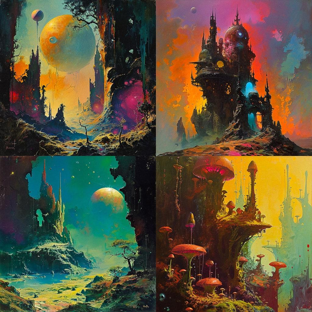 Paul Lehr style, Midjourney V6, render 1 of 4