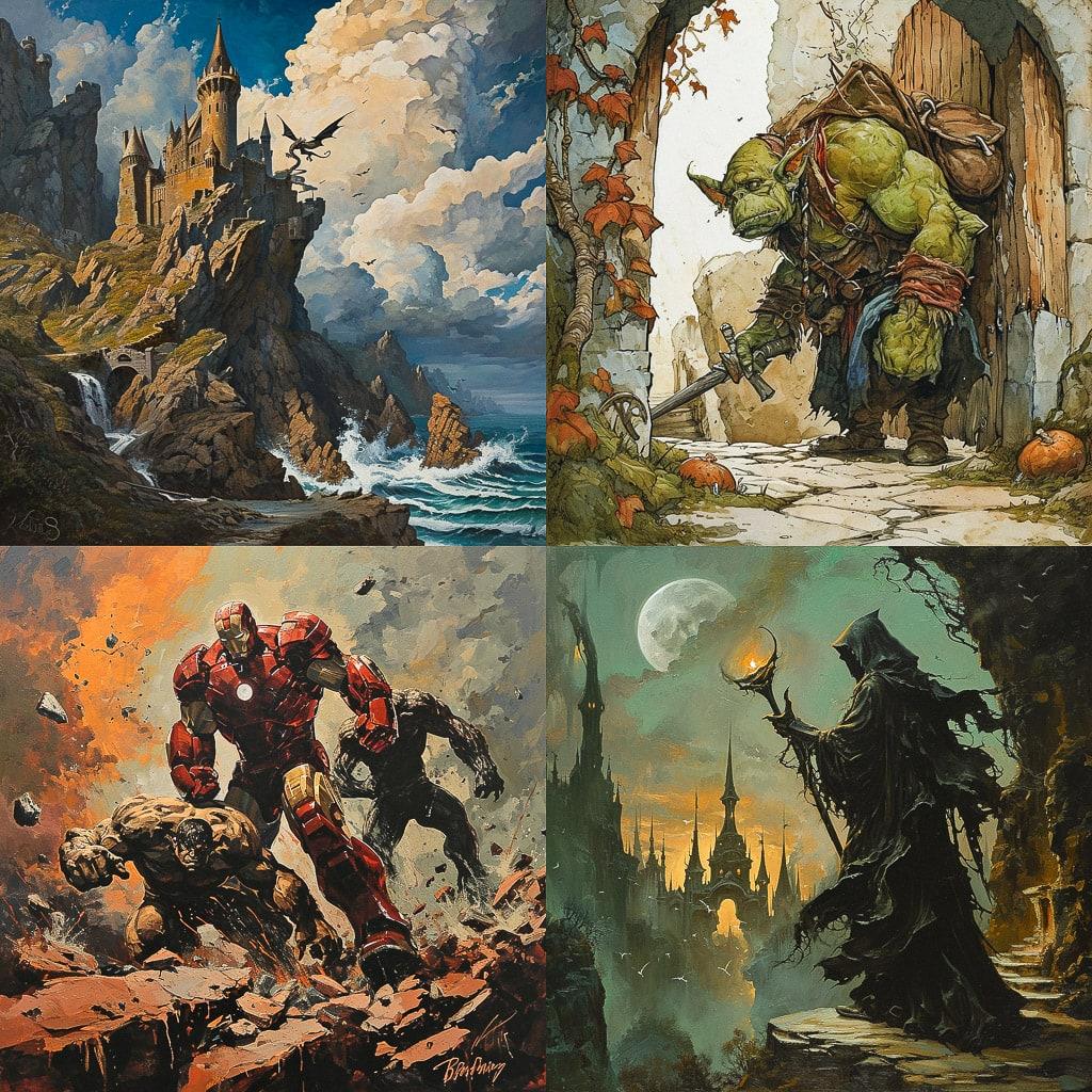 Paul Pelletier style, Midjourney V6, render 1 of 4