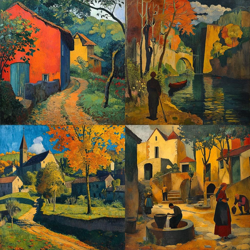 Paul Serusier style, Midjourney V6, render 1 of 4