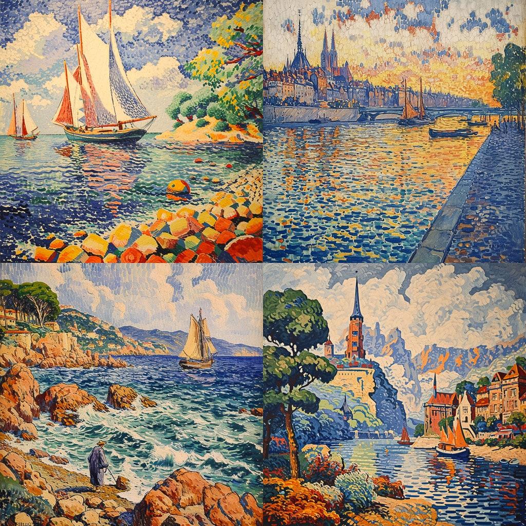 Paul Signac style, Midjourney V6, render 1 of 4