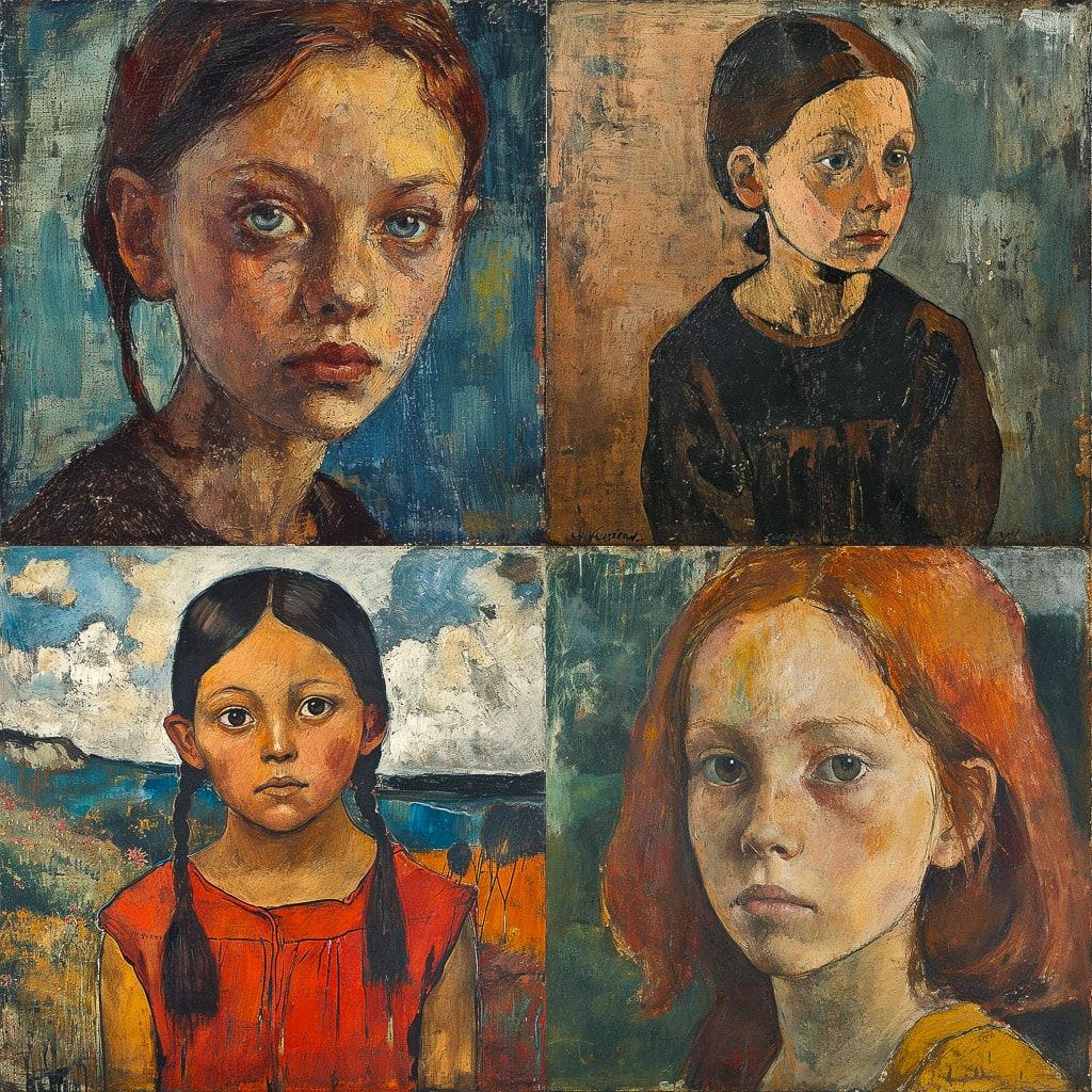 Paula Modersohn-Becker style, Midjourney V6, render 1 of 4