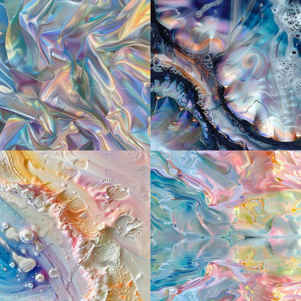 Pearlescent colors style, Midjourney V6, render 1 of 4