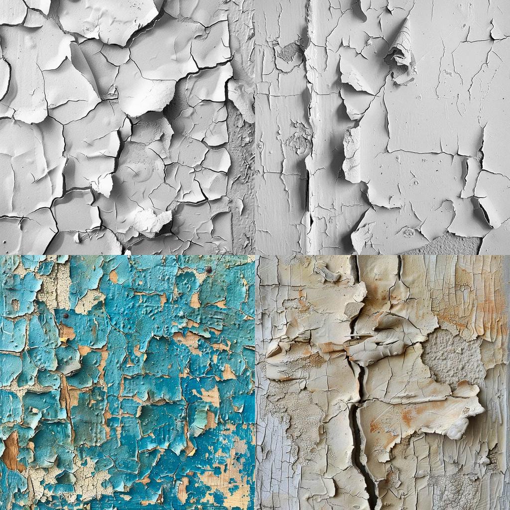 Peeling texture style, Midjourney V6, render 1 of 4
