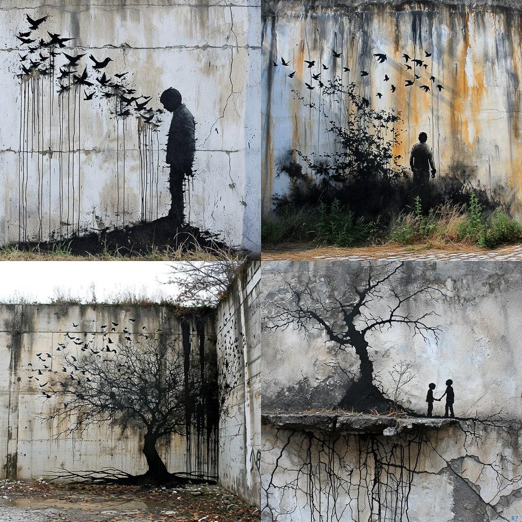 Pejac style, Midjourney V6, render 1 of 4