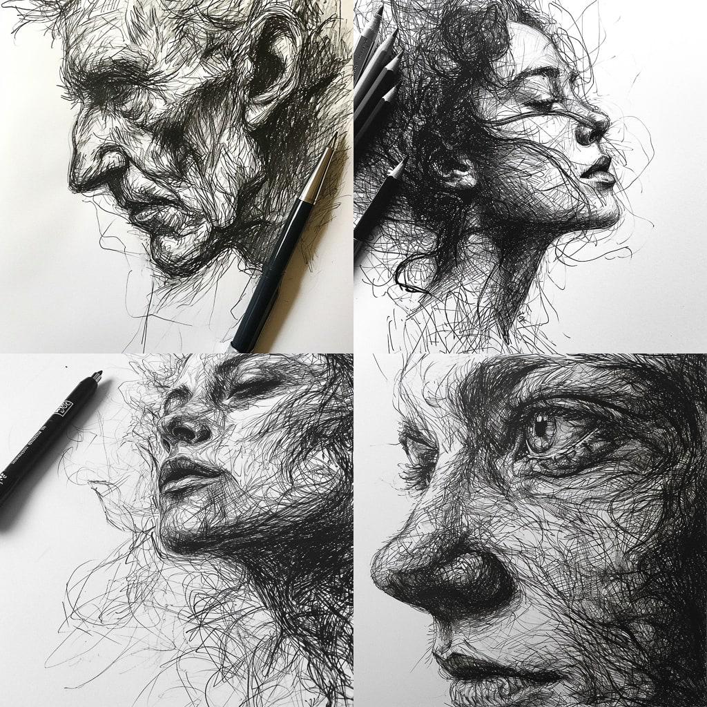 Pen drawing style, Midjourney V6, render 1 of 4
