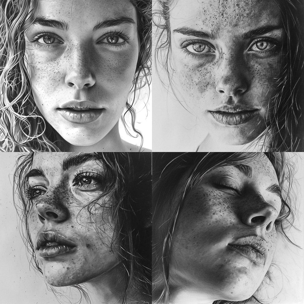 Pencil drawing style, Midjourney V6, render 1 of 4