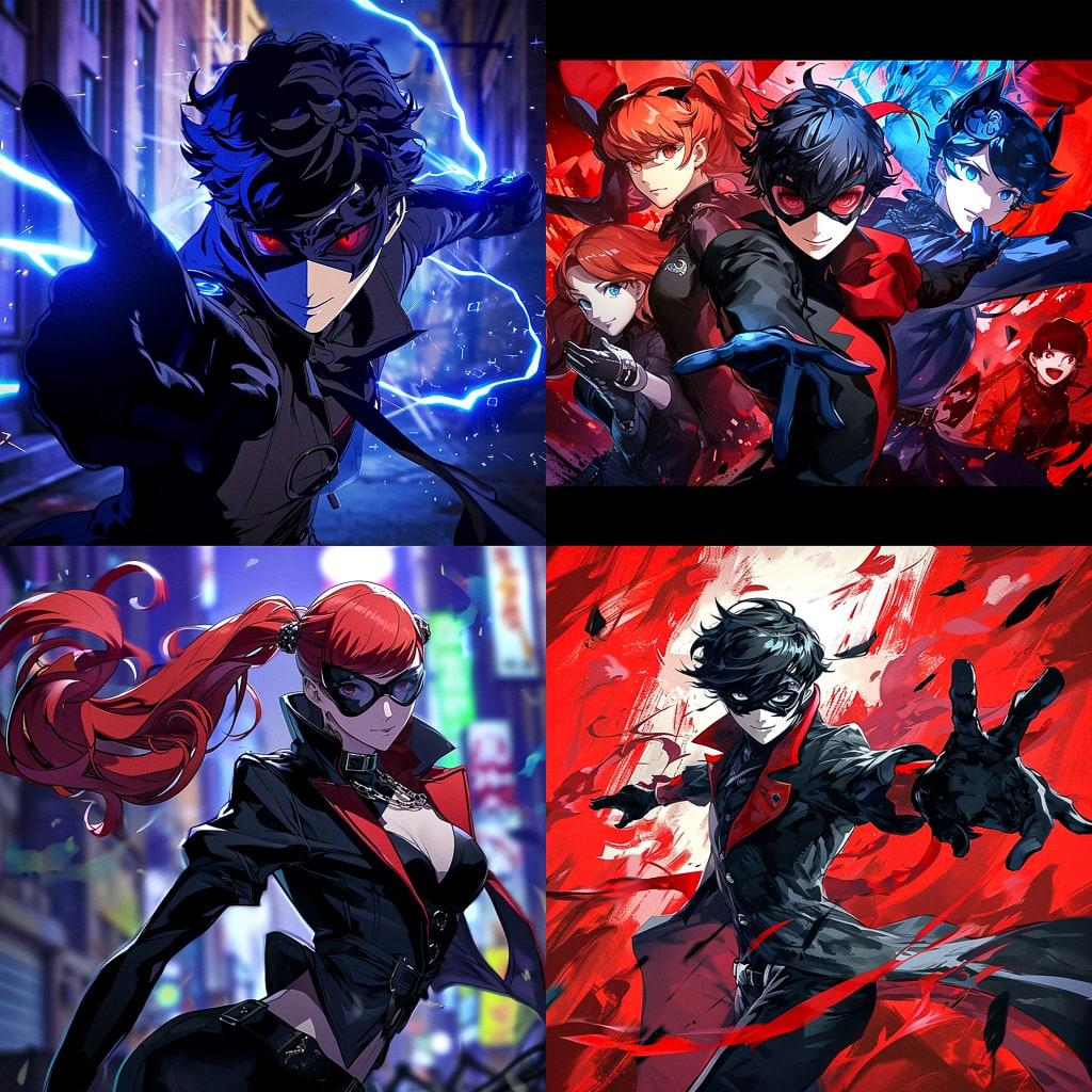 Persona 5 Strikers style, Midjourney V6, render 1 of 4