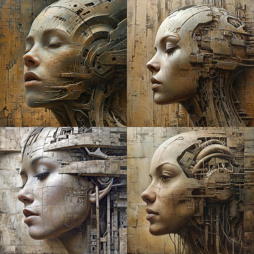 Peter Gric style, Midjourney V6, render 1 of 4