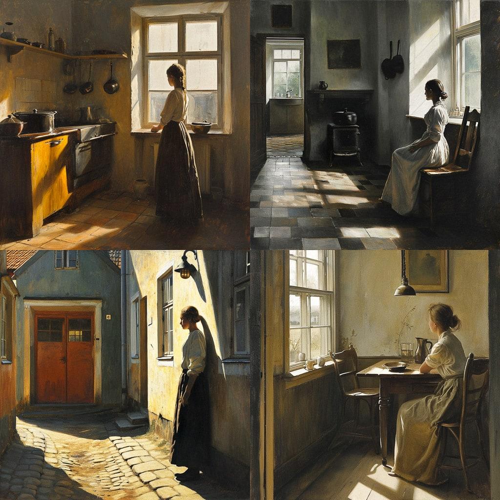 Peter Ilsted style, Midjourney V6, render 1 of 4