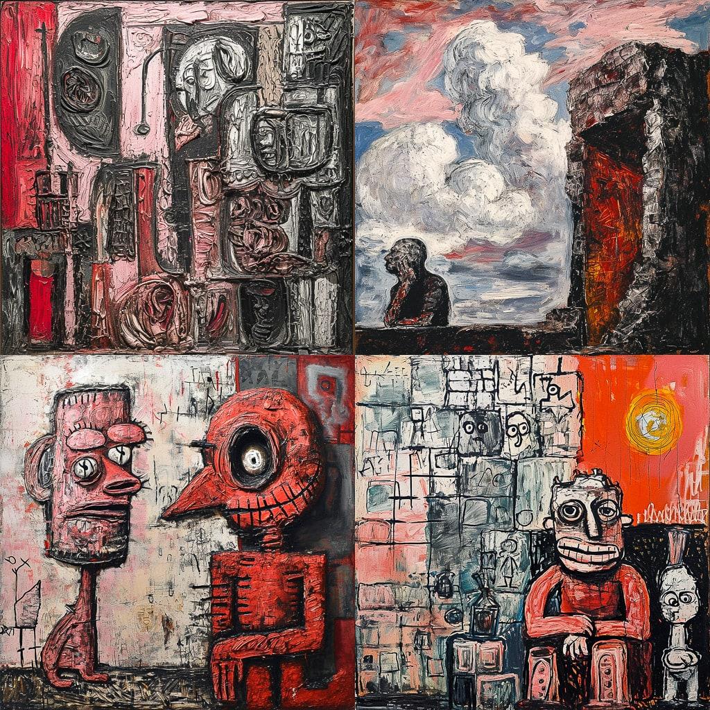 Philip Guston style, Midjourney V6, render 1 of 4