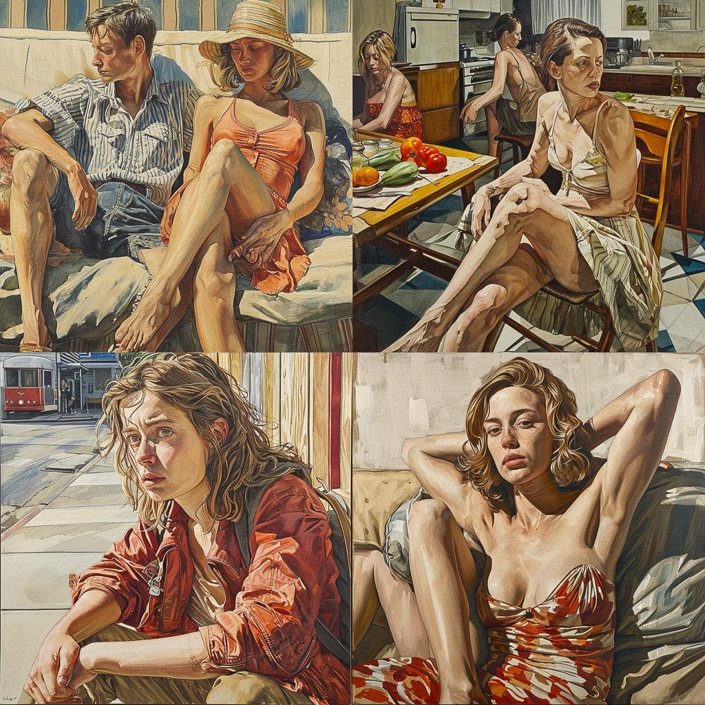 Philip Pearlstein style, Midjourney V6, render 1 of 4