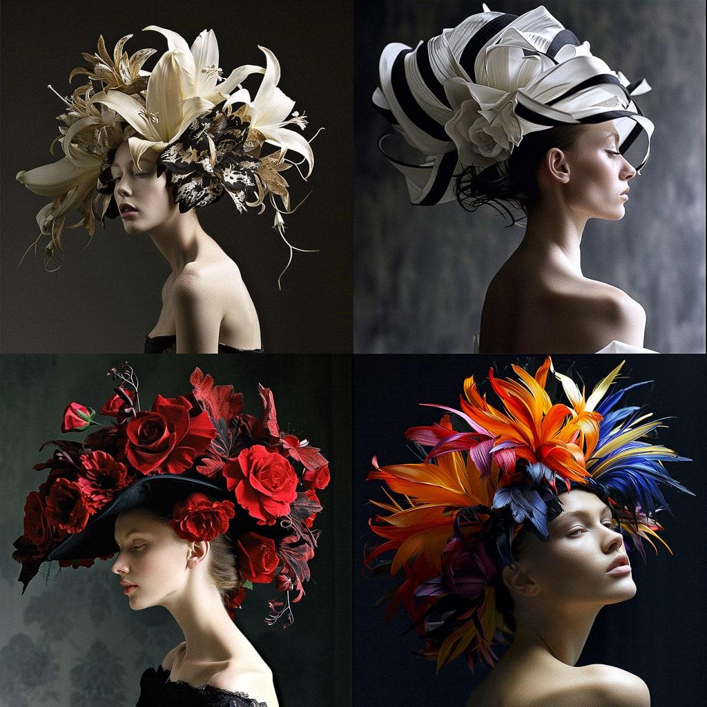 Philip Treacy style, Midjourney V6, render 1 of 4