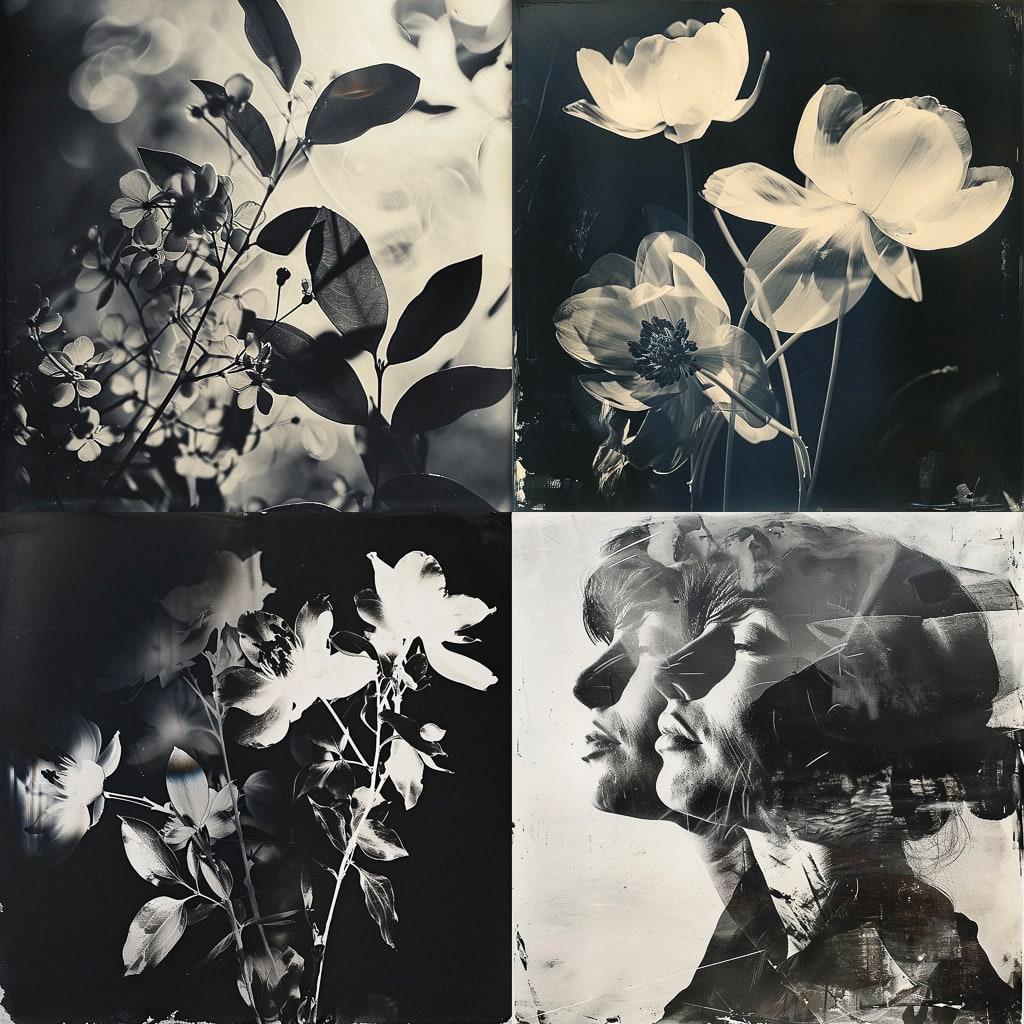 Photogram style, Midjourney V6, render 1 of 4