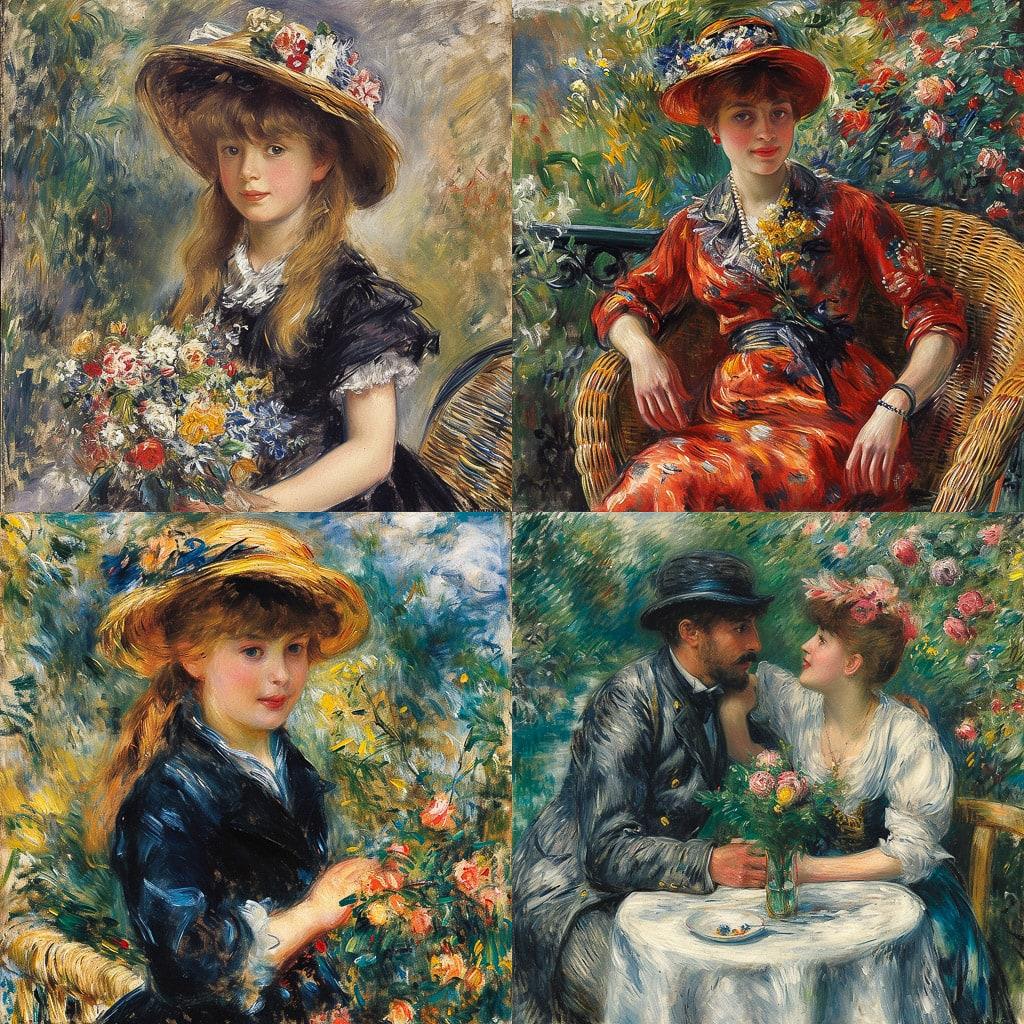 Pierre-Auguste Renoir style, Midjourney V6, render 1 of 4