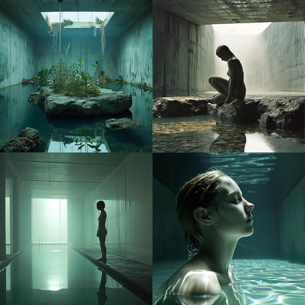 Pierre Huyghe style, Midjourney V6, render 1 of 4