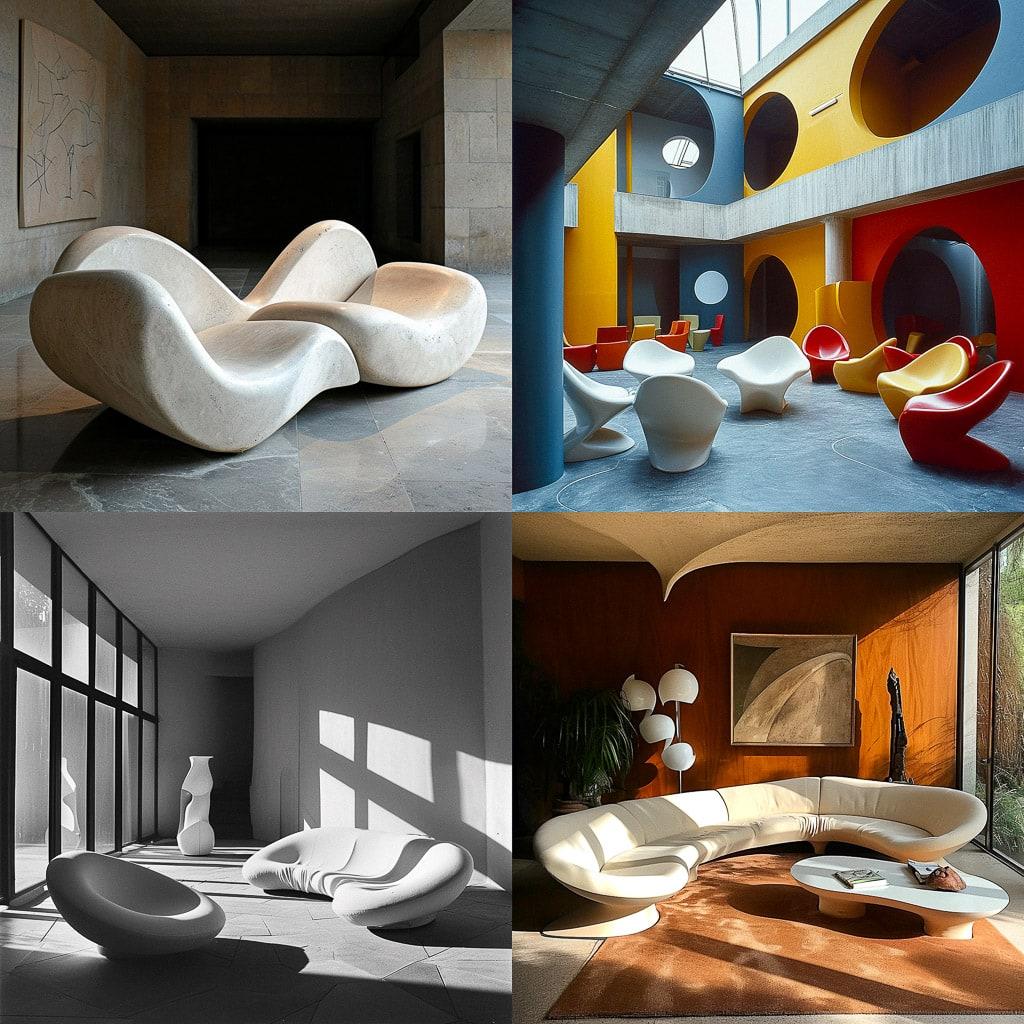 Pierre Paulin style, Midjourney V6, render 1 of 4