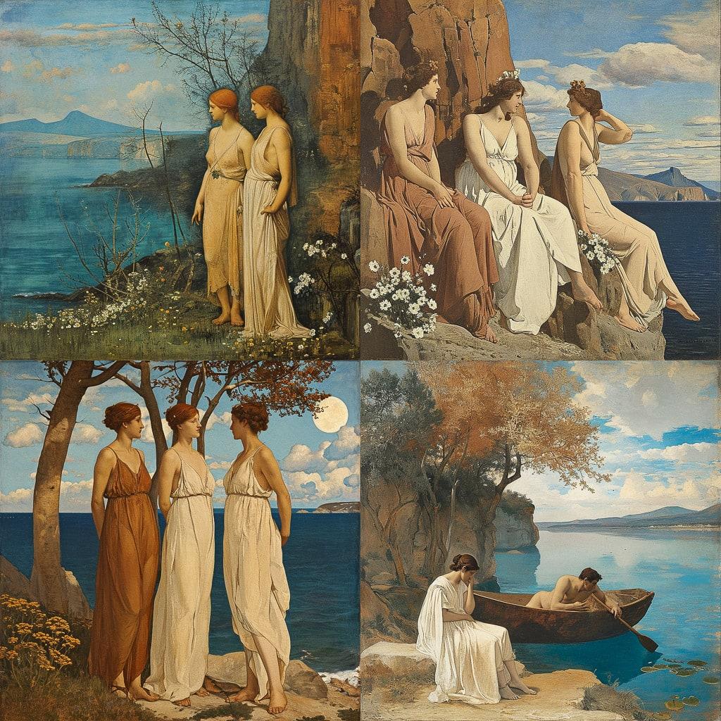Pierre Puvis de Chavannes style, Midjourney V6, render 1 of 4
