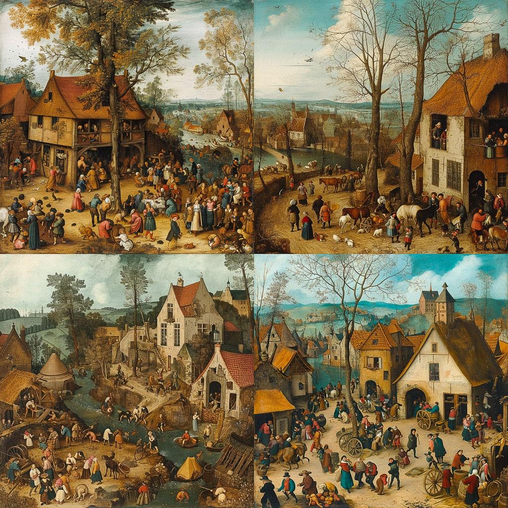 Pieter Bruegel the Elder style, Midjourney V6, render 1 of 4