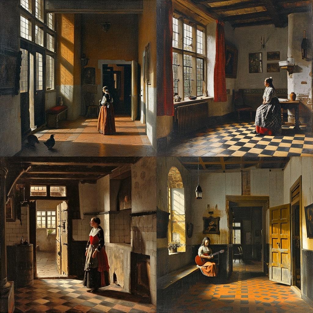 Pieter de Hooch style, Midjourney V6, render 1 of 4
