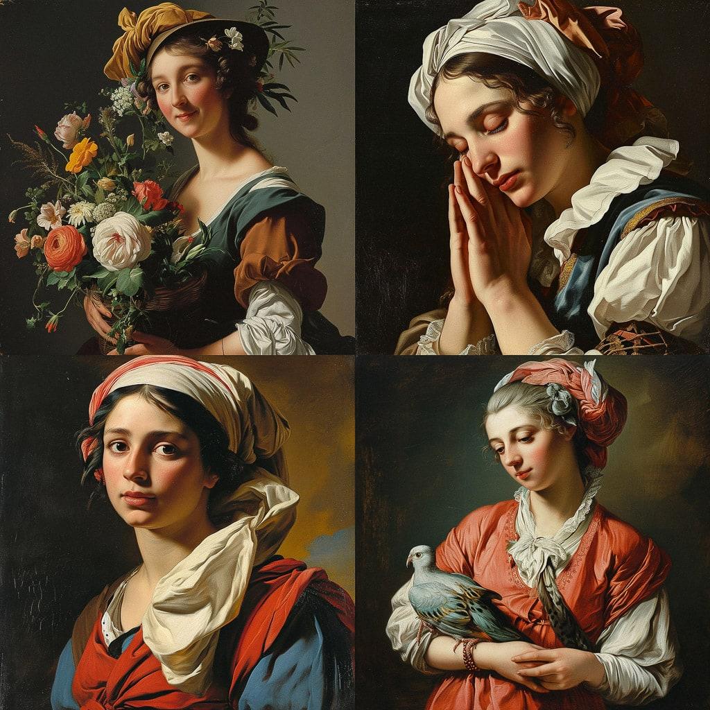 Pietro Antonio Rotari style, Midjourney V6, render 1 of 4