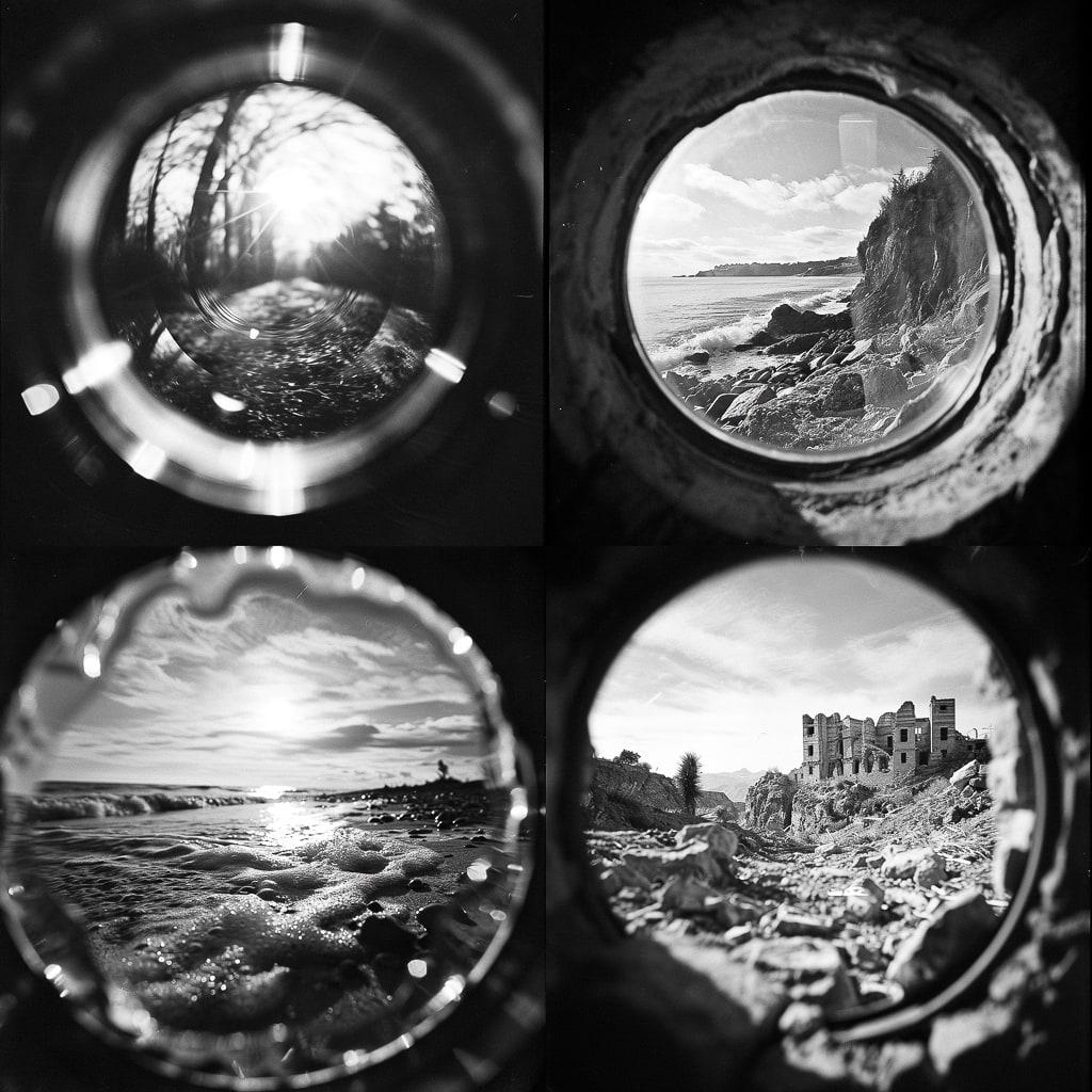 Pinhole lens style, Midjourney V6, render 1 of 4