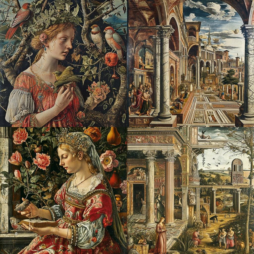 Pinturicchio style, Midjourney V6, render 1 of 4