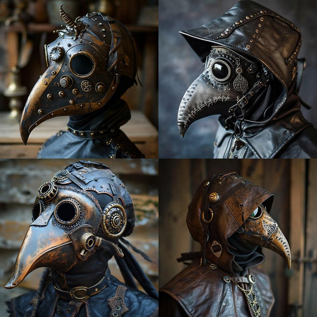 Plague doctor mask style, Midjourney V6, render 1 of 4