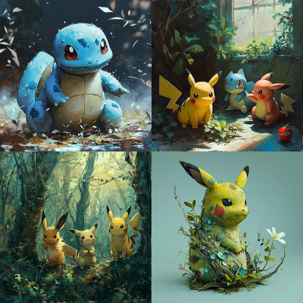 Pokemon style, Midjourney V6, render 1 of 4