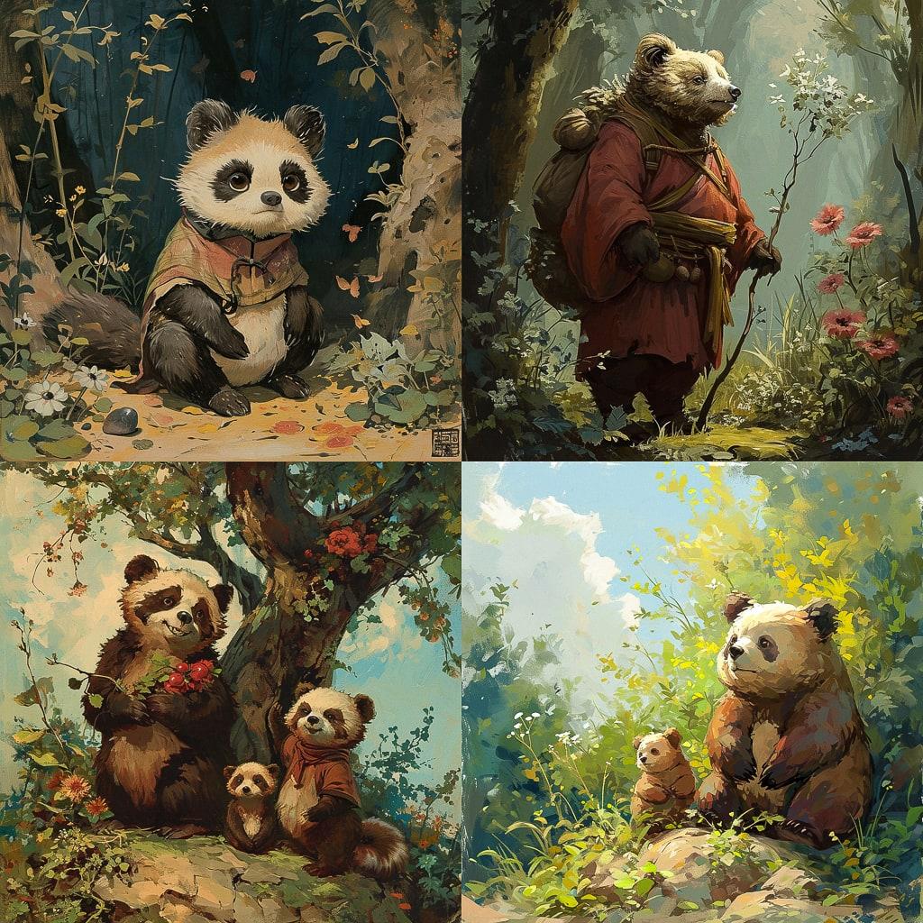 Pom Poko style, Midjourney V6, render 1 of 4