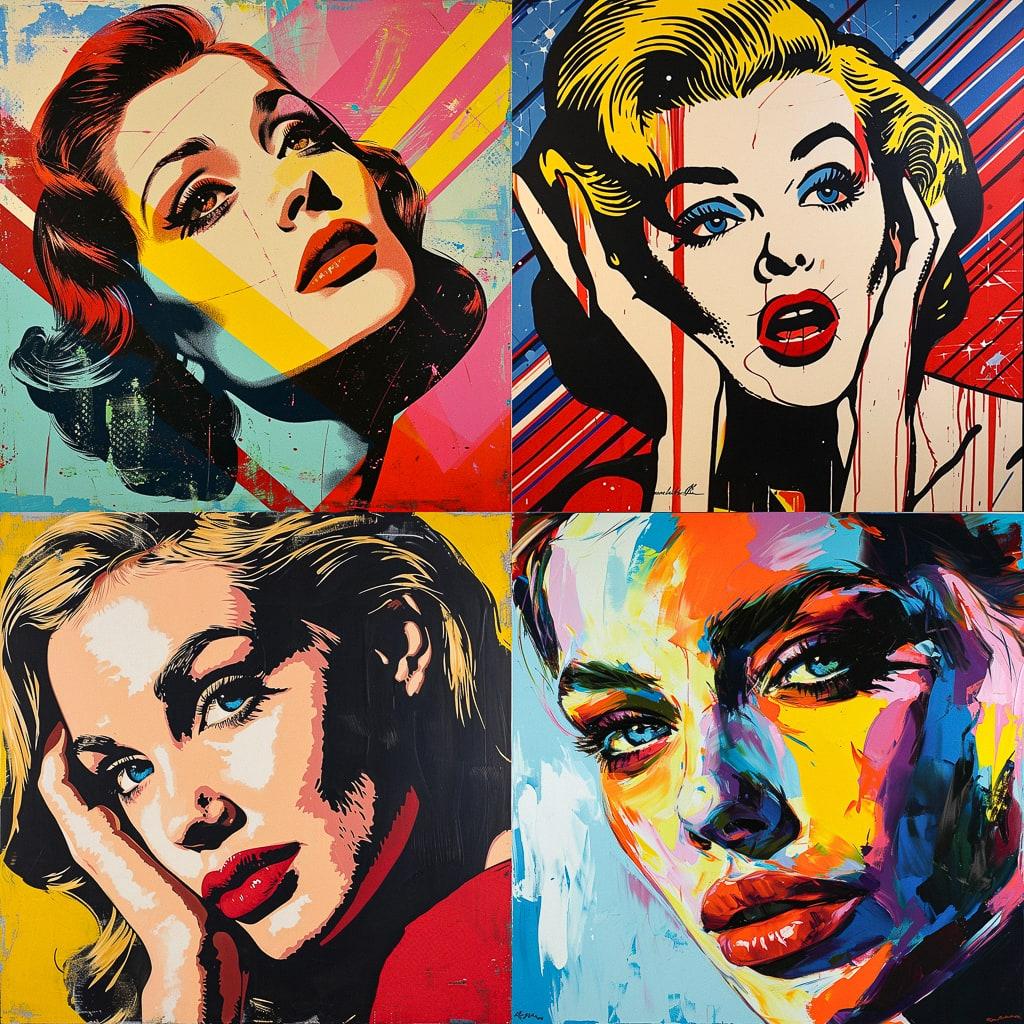 Pop art style, Midjourney V6, render 1 of 4