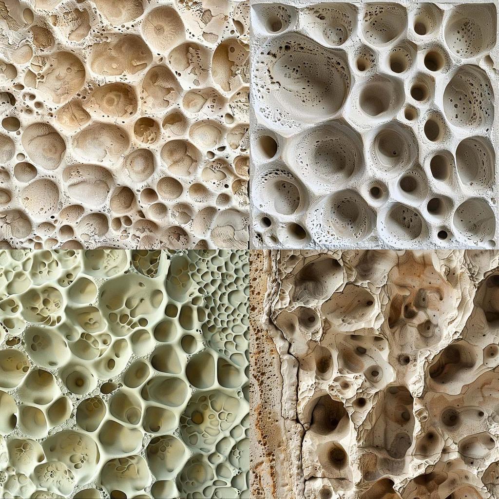 Porous texture style, Midjourney V6, render 1 of 4