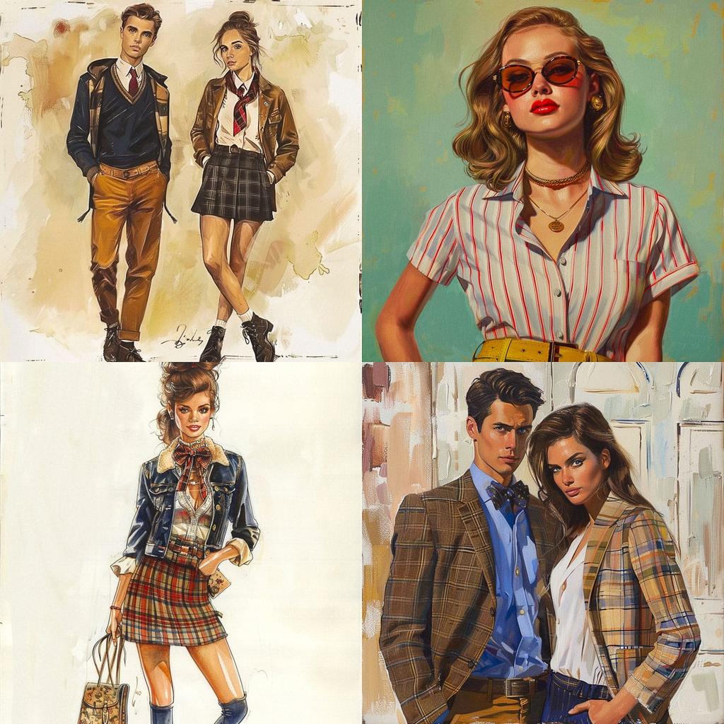 Preppy fashion style, Midjourney V6, render 1 of 4