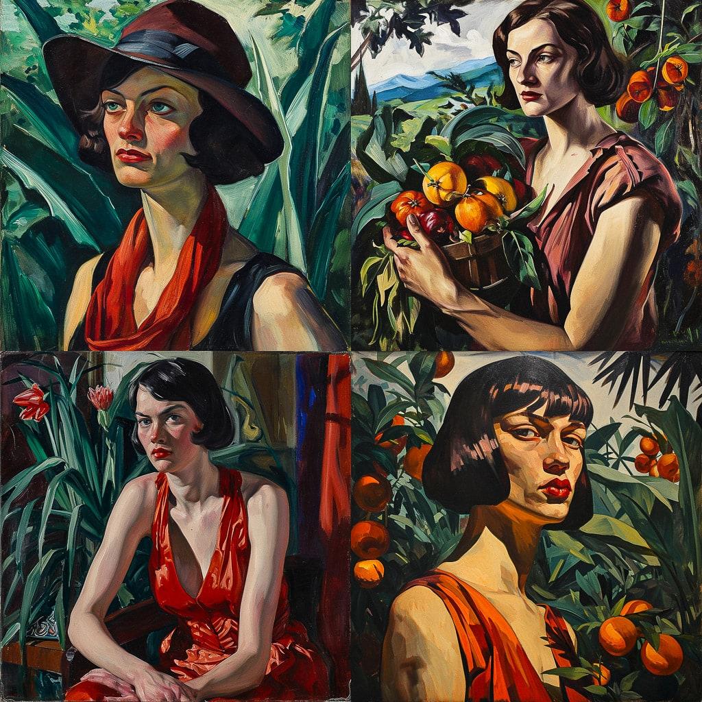 Prudence Heward style, Midjourney V6, render 1 of 4