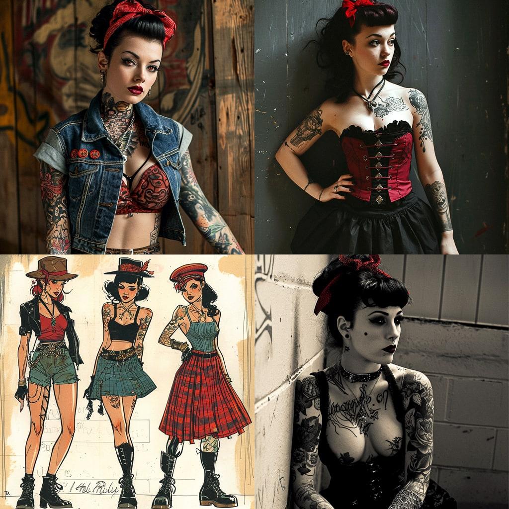 Psychobilly fashion style, Midjourney V6, render 1 of 4