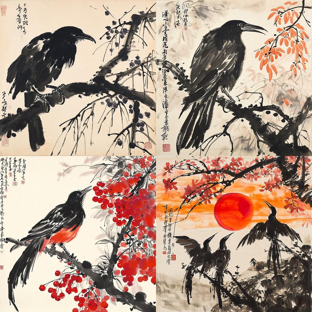 Qi Baishi style, Midjourney V6, render 1 of 4