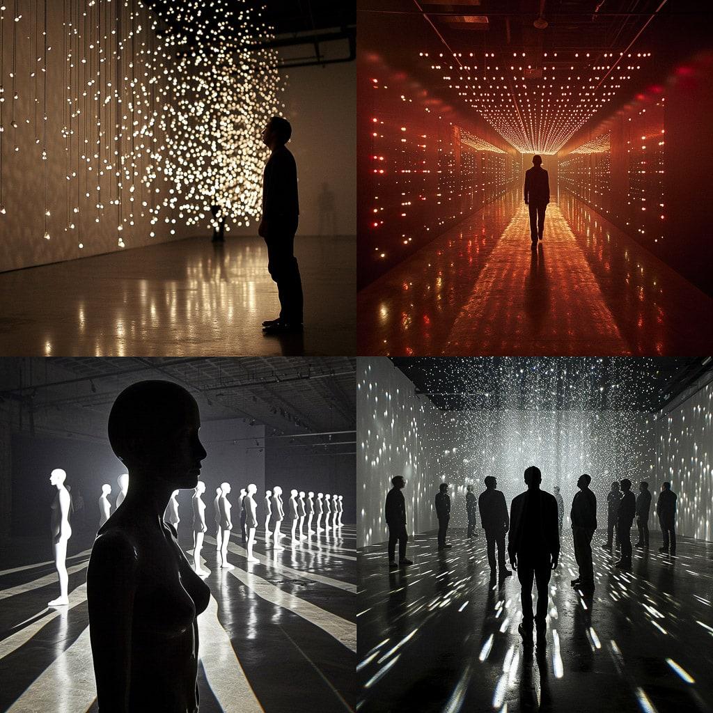 Rafael Lozano-Hemmer style, Midjourney V6, render 1 of 4