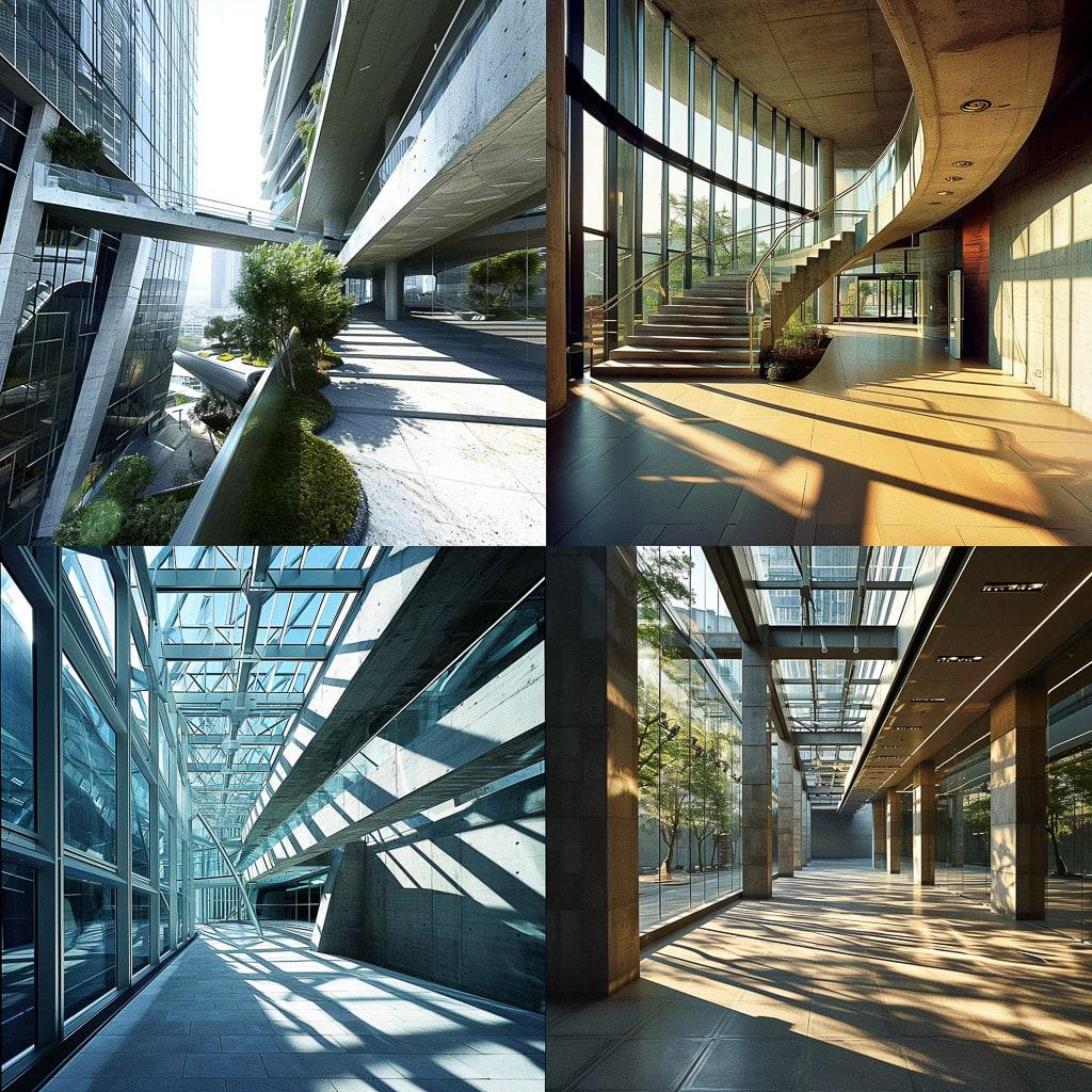 Rafael Vinoly style, Midjourney V6, render 1 of 4