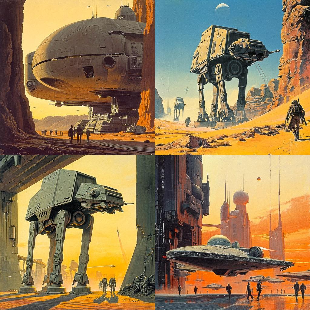 Ralph McQuarrie style, Midjourney V6, render 1 of 4