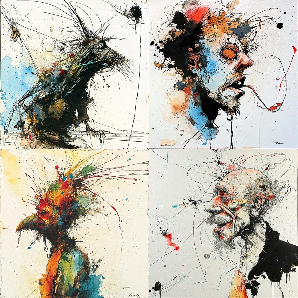 Ralph Steadman style, Midjourney V6, render 1 of 4
