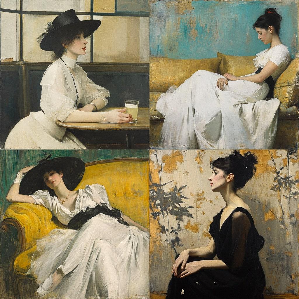 Ramon Casas style, Midjourney V6, render 1 of 4