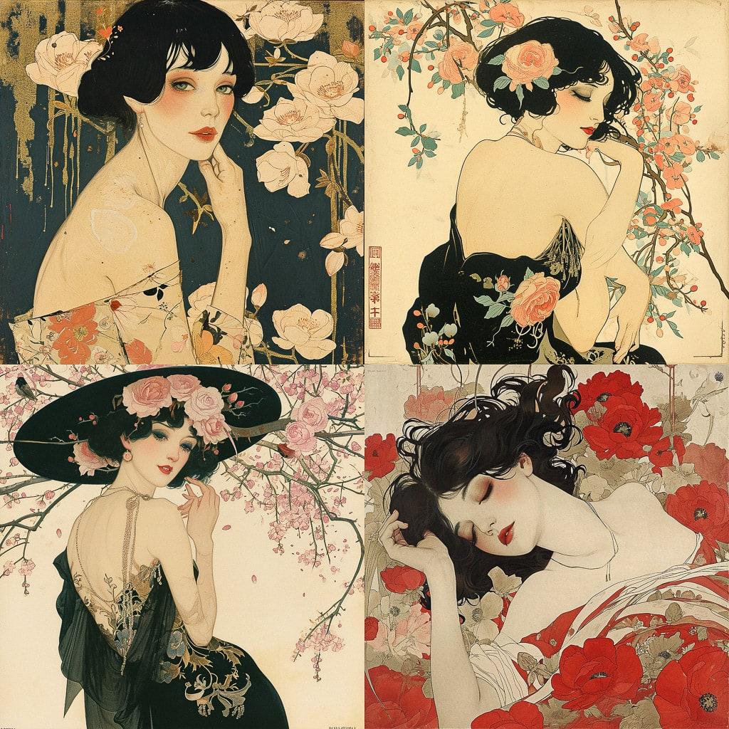 Raphael Kirchner style, Midjourney V6, render 1 of 4