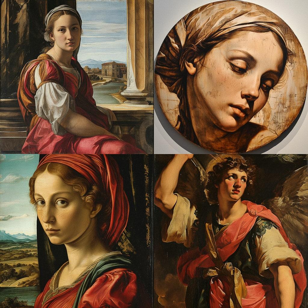 Raphael style, Midjourney V6, render 1 of 4