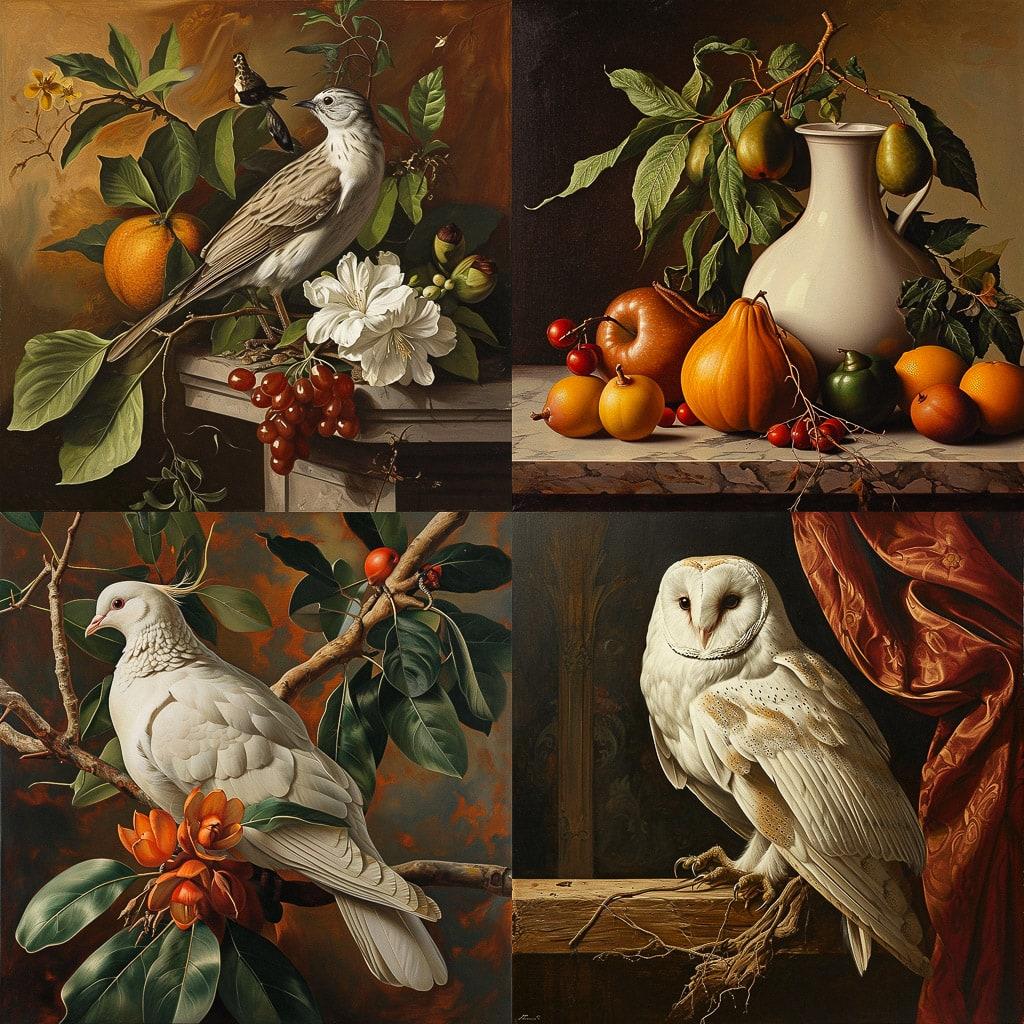 Raphaelle Peale style, Midjourney V6, render 1 of 4