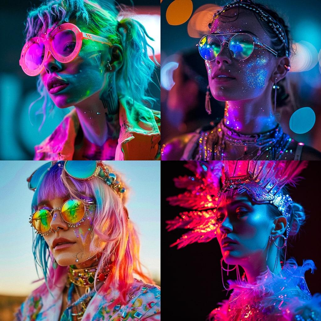 Rave fashion style, Midjourney V6, render 1 of 4
