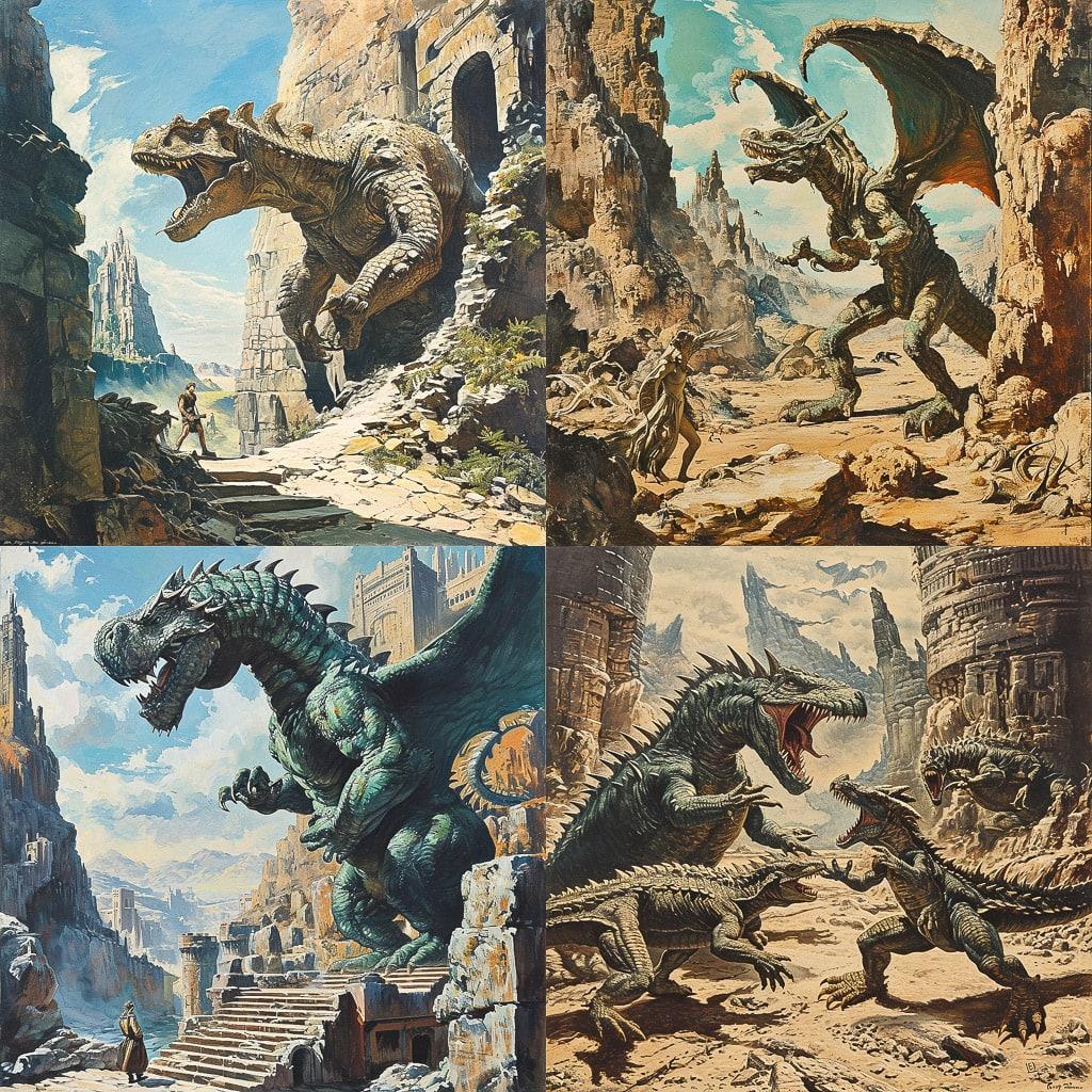 Ray Harryhausen style, Midjourney V6, render 1 of 4