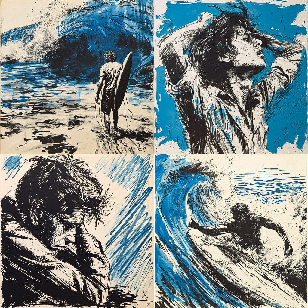 Raymond Pettibon style, Midjourney V6, render 1 of 4