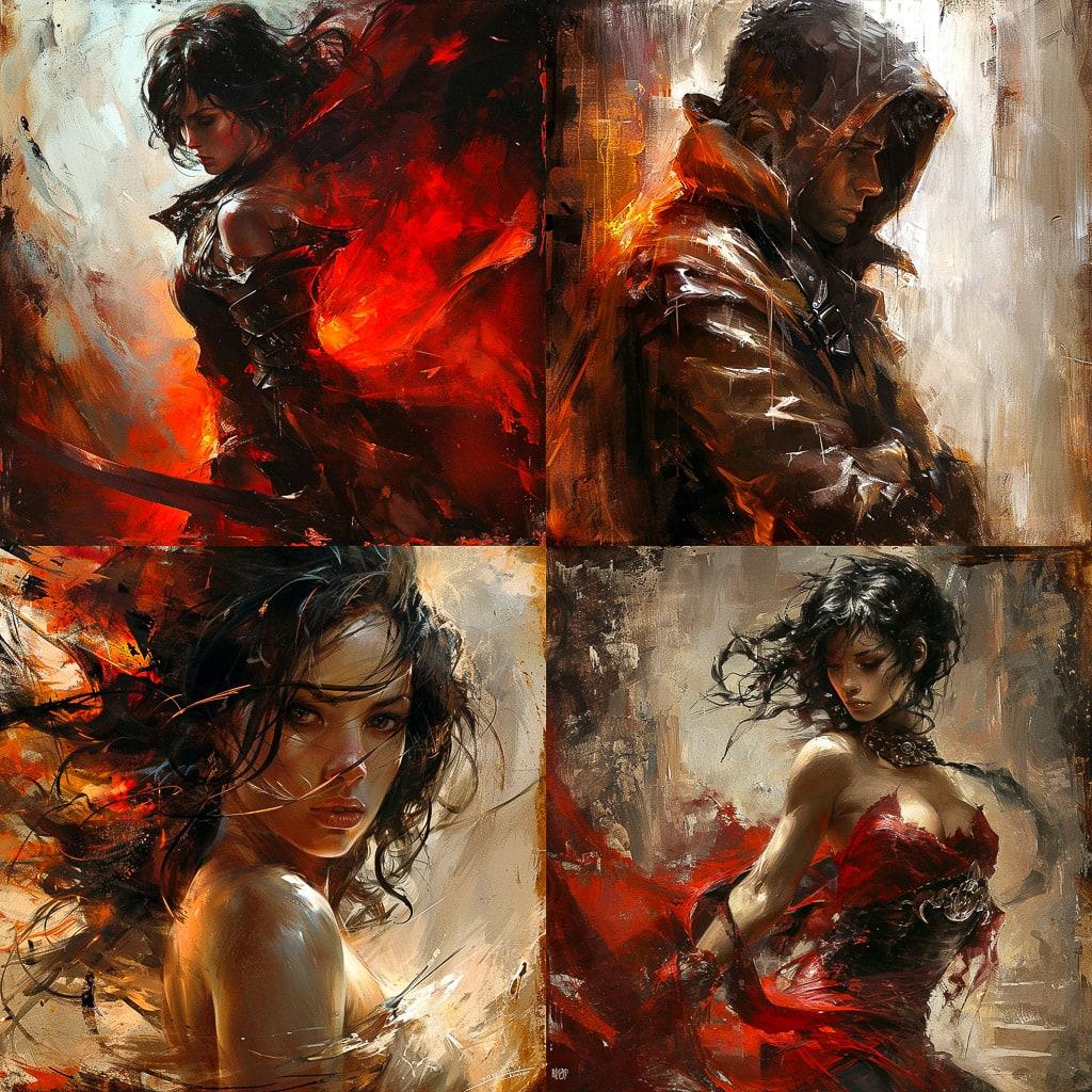Raymond Swanland style, Midjourney V6, render 1 of 4